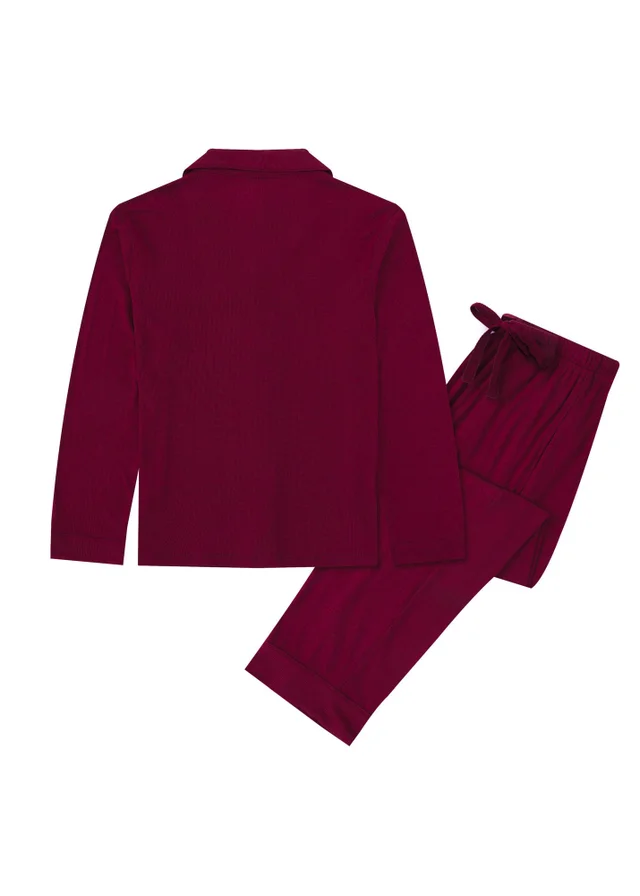 Pyjamily Rich Burgundy Midnight Jewel Men's Two-Piece Long Matching Pyjama Set