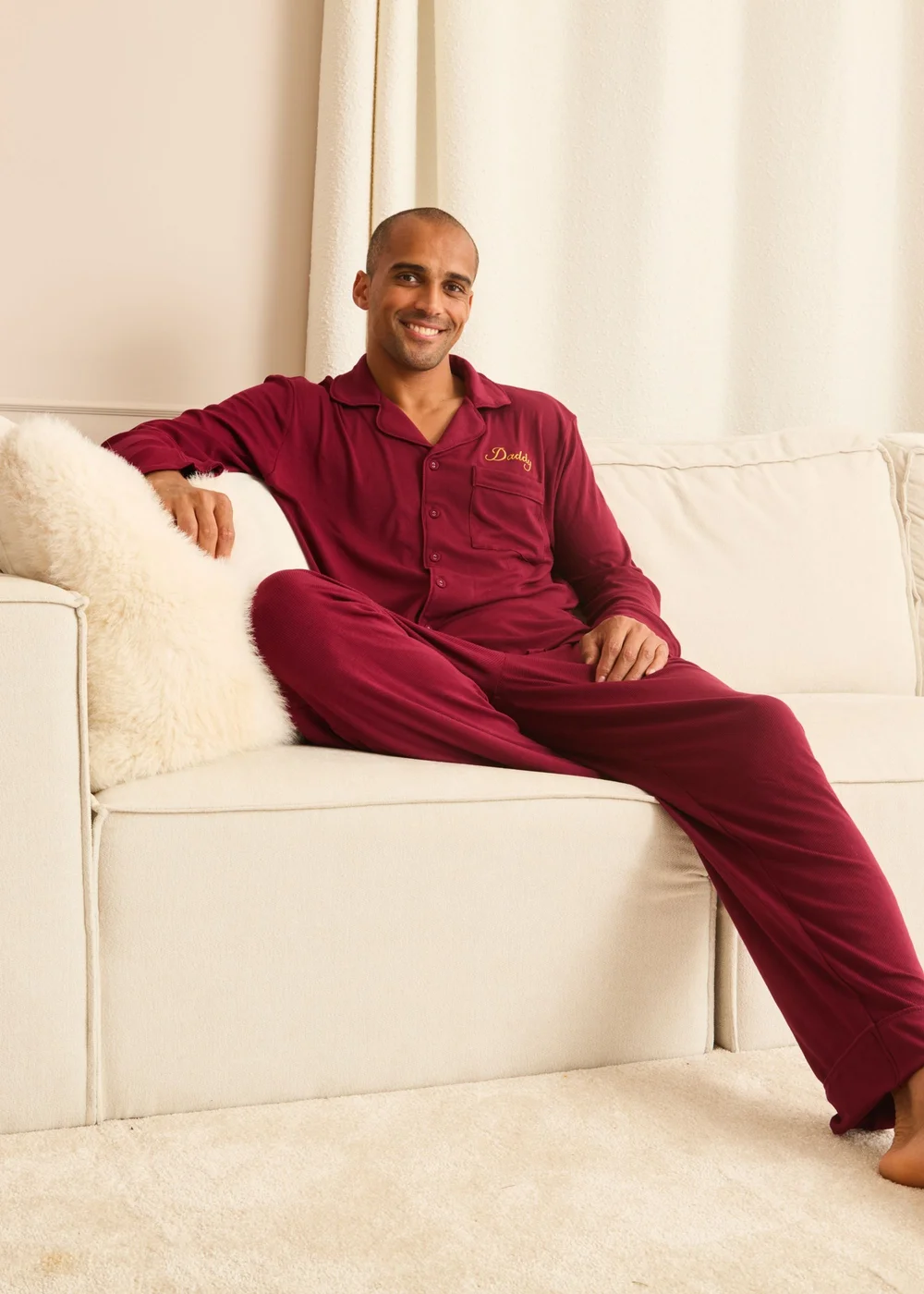 Pyjamily Rich Burgundy Midnight Jewel Men's Two-Piece Long Matching Pyjama Set - 3XL Image 5