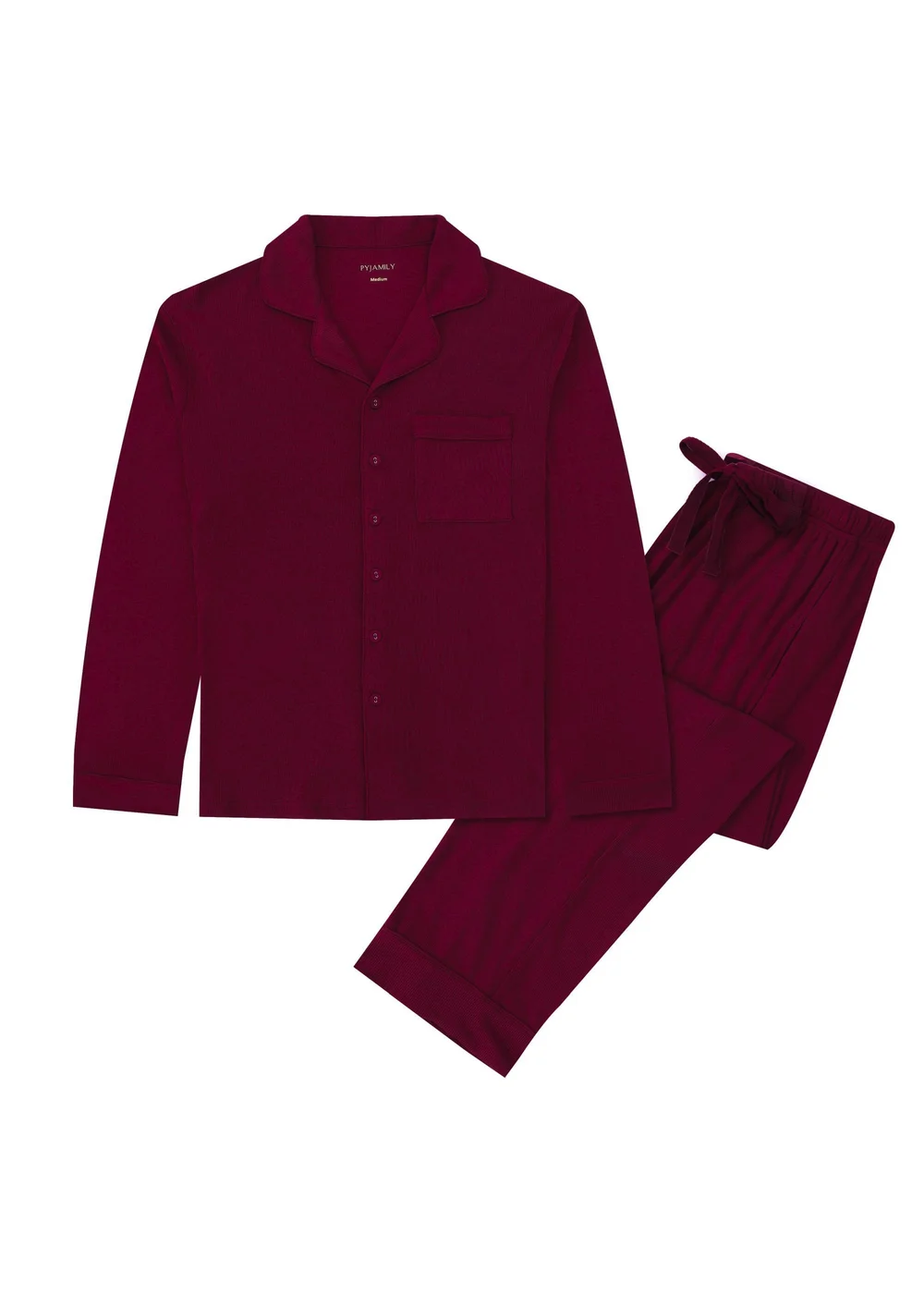 Pyjamily Rich Burgundy Midnight Jewel Men's Two-Piece Long Matching Pyjama Set - 3XL Image 2