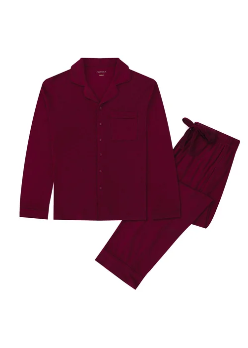 Pyjamily Rich Burgundy Midnight Jewel Men's Two-Piece Long Matching Pyjama Set - 3XL Image 2
