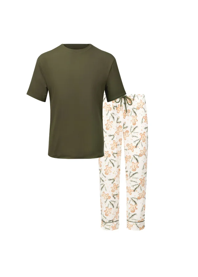 My Christmas Pyjamas White Gumdrop Buttons Two-Piece Long Matching Pyjama Set (Short Sleeve)