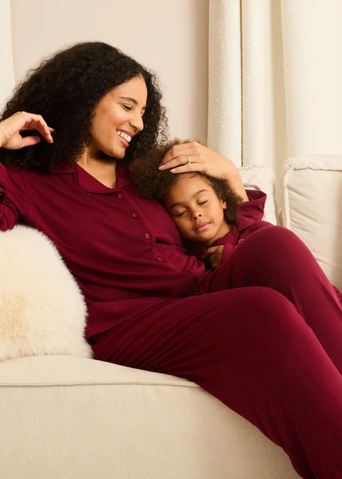 Pyjamily Rich Burgundy Midnight Jewel Women's Two-Piece Long Matching Pyjama Set - 6-8 Image 1