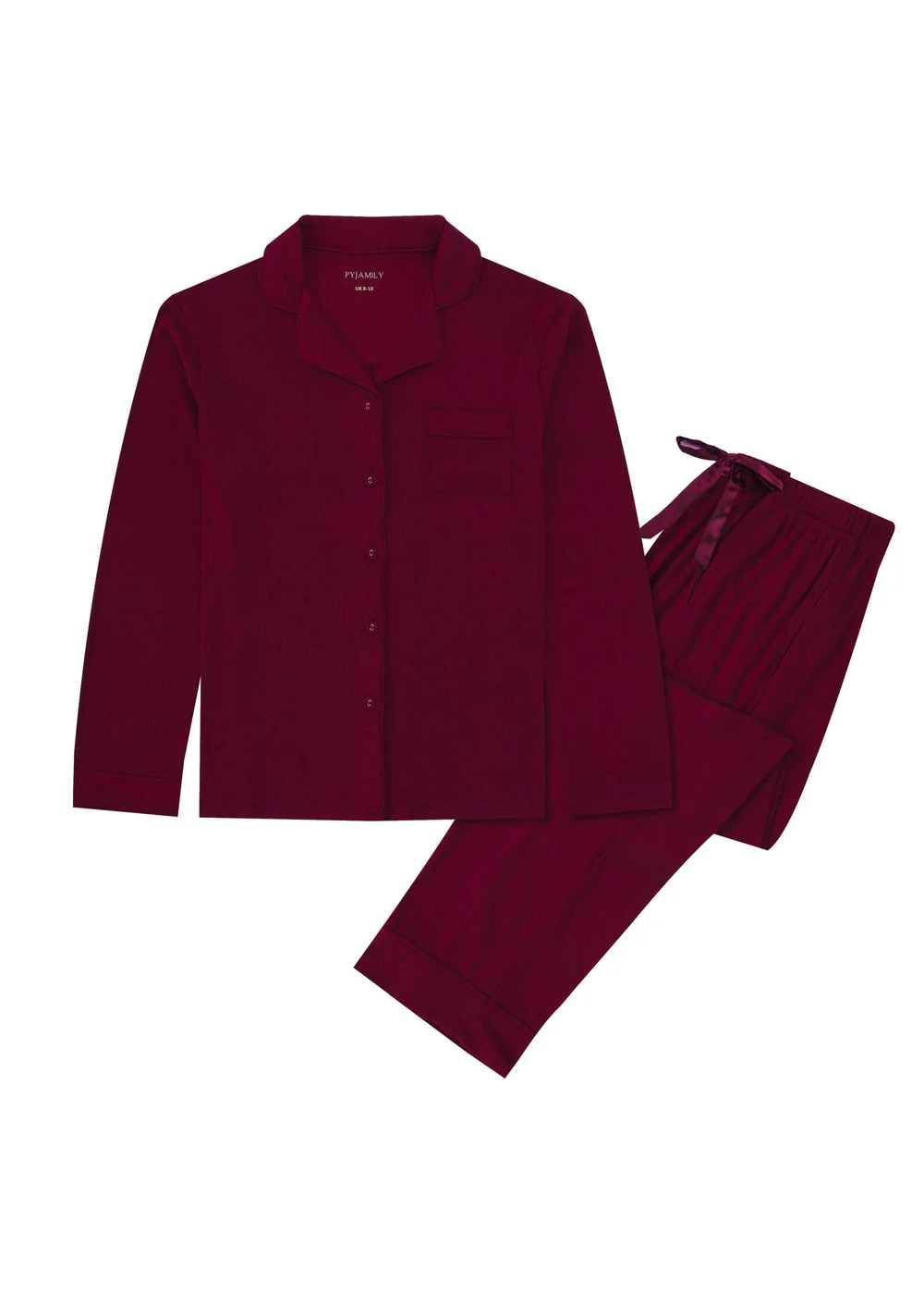 Pyjamily Rich Burgundy Midnight Jewel Women's Two-Piece Long Matching Pyjama Set - 6-8 Image 2