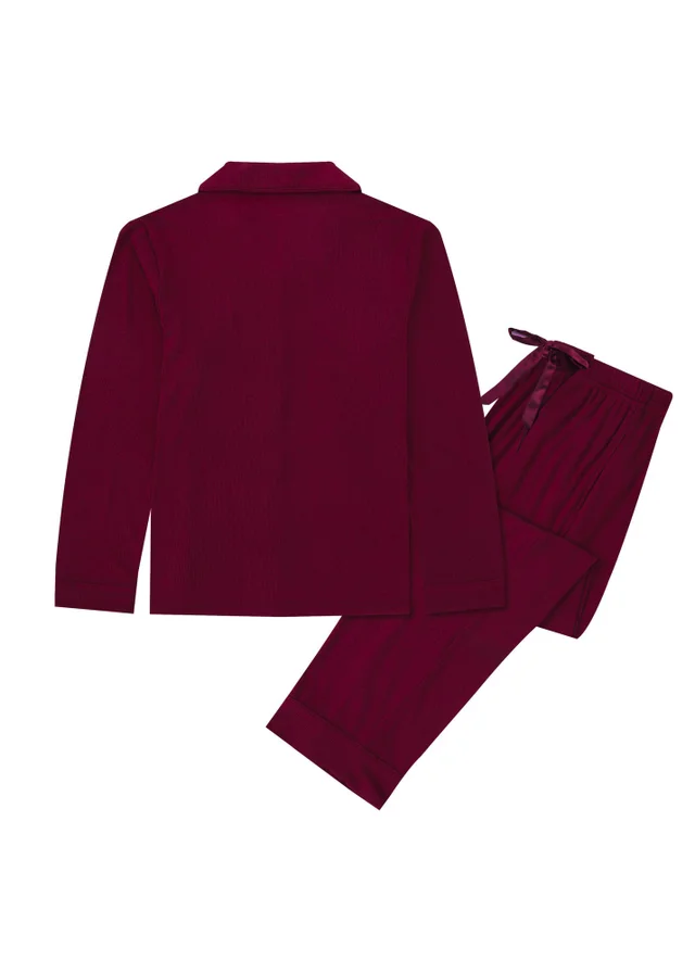 Pyjamily Rich Burgundy Midnight Jewel Women's Two-Piece Long Matching Pyjama Set