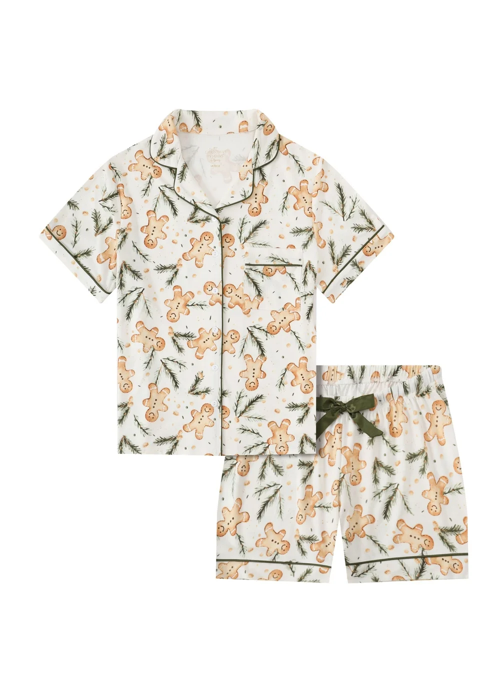 My Christmas Pyjamas White Gumdrop Buttons Two Piece Short Matching Pyjama Set - Size 8-10 Image 1
