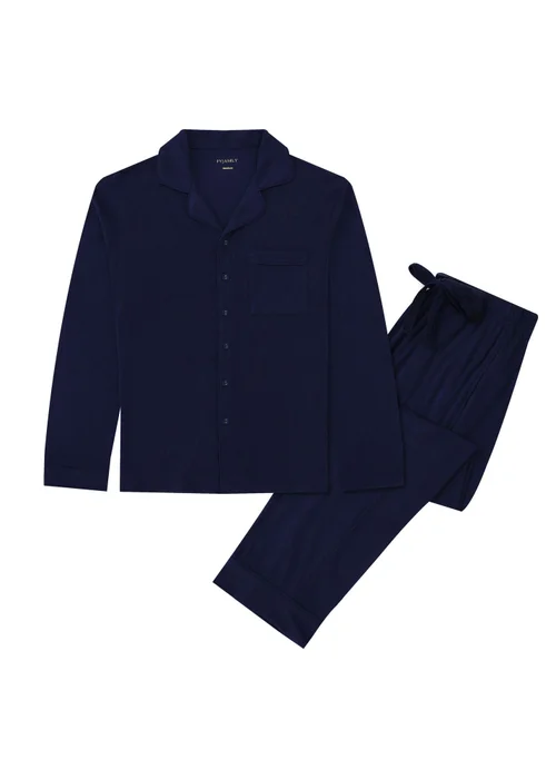 Pyjamily Sapphire Blue Midnight Jewel Men's Two-Piece Long Matching Pyjama Set - L Image 1