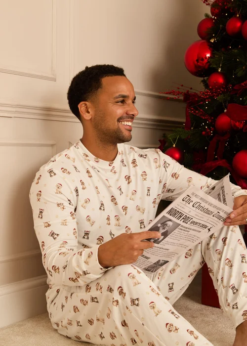 My Christmas Pyjamas Cream Santa Paws Two Piece Long Matching Pyjama Set - 3XL Image 5