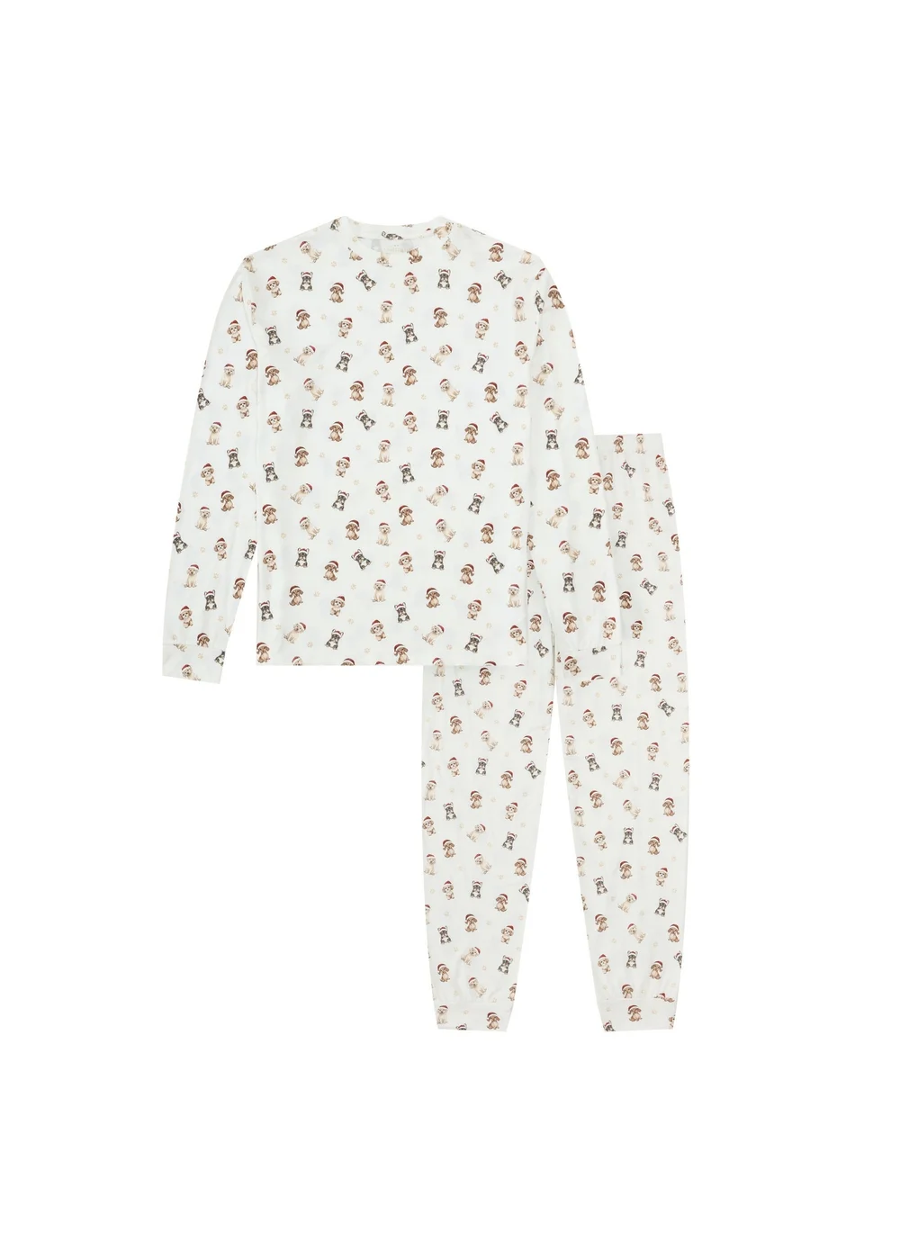 My Christmas Pyjamas Cream Santa Paws Two Piece Long Matching Pyjama Set - 3XL Image 2