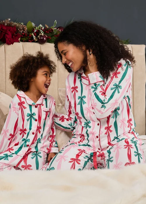 My Christmas Pyjamas White Sugar Plum Two-Piece Long Matching Pyjama Set - Size 10-12 Image 1