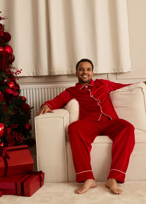 My Christmas Pyjamas Red Velvet Rouge Two Piece Long Matching Pyjama Set - Small Image 1