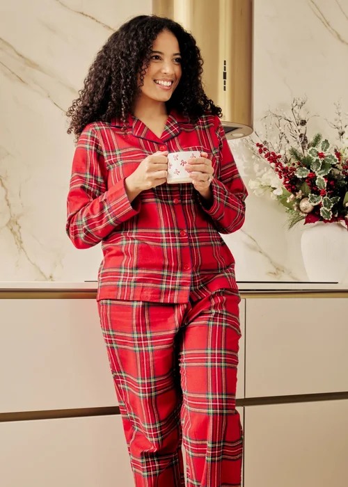 My Christmas Pyjamas Red Check The Halls Two Piece Long Matching Pyjama Set - Size 10-12 Image 4