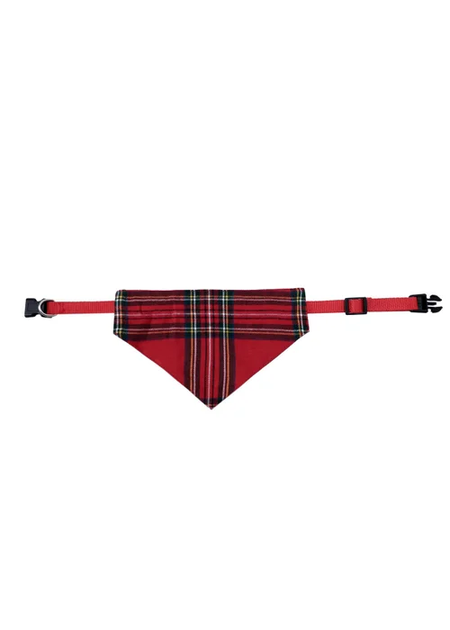 My Christmas Pyjamas Red Check The Halls Pet Matching Bandana - L Image 1