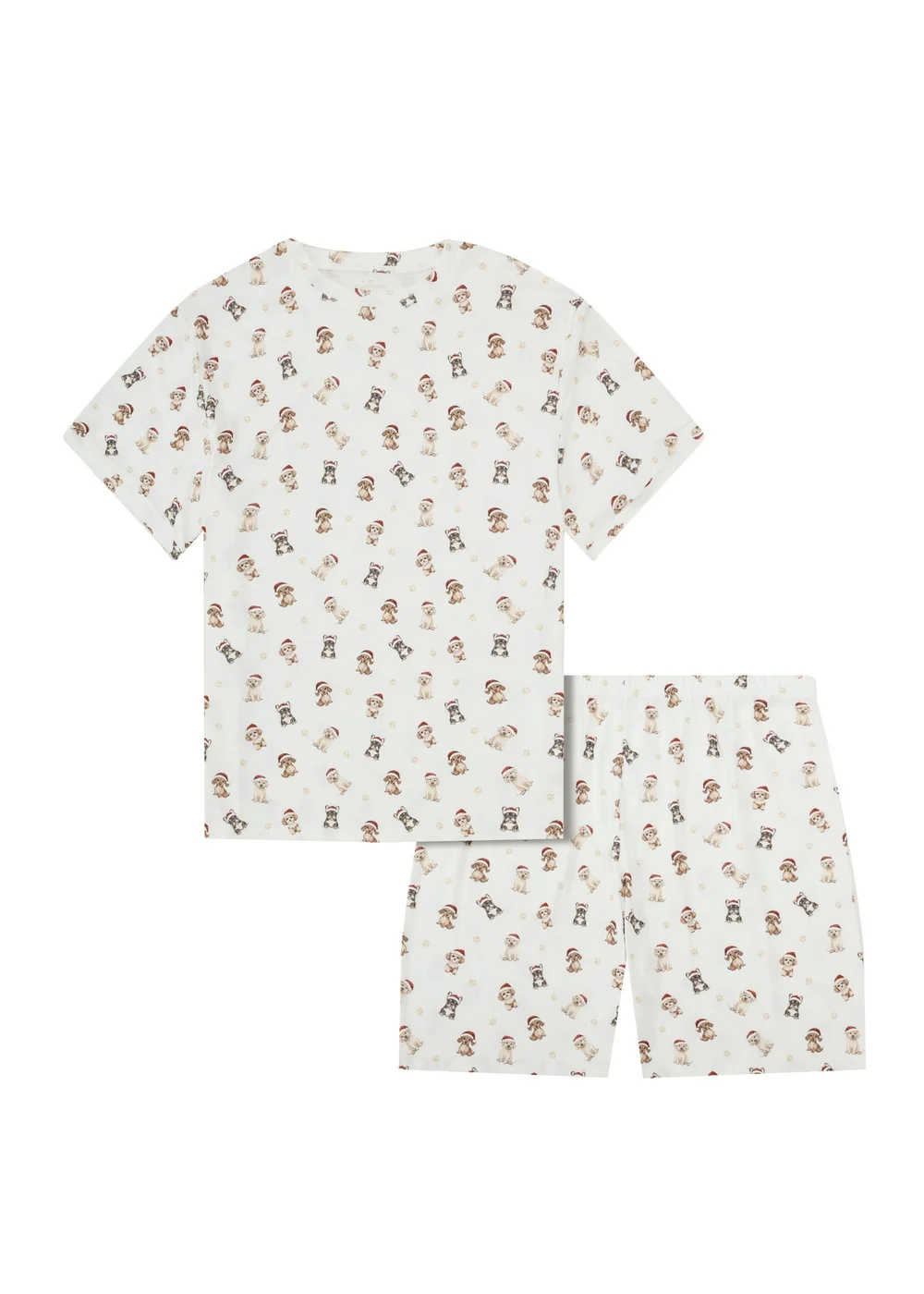 My Christmas Pyjamas Cream Santa Paws Two Piece Short Matching Pyjama Set - S Image 1