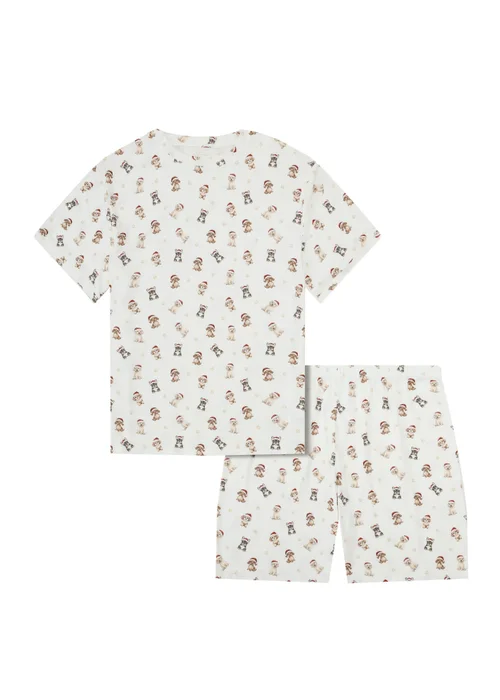 My Christmas Pyjamas Cream Santa Paws Two Piece Short Matching Pyjama Set - S Image 1