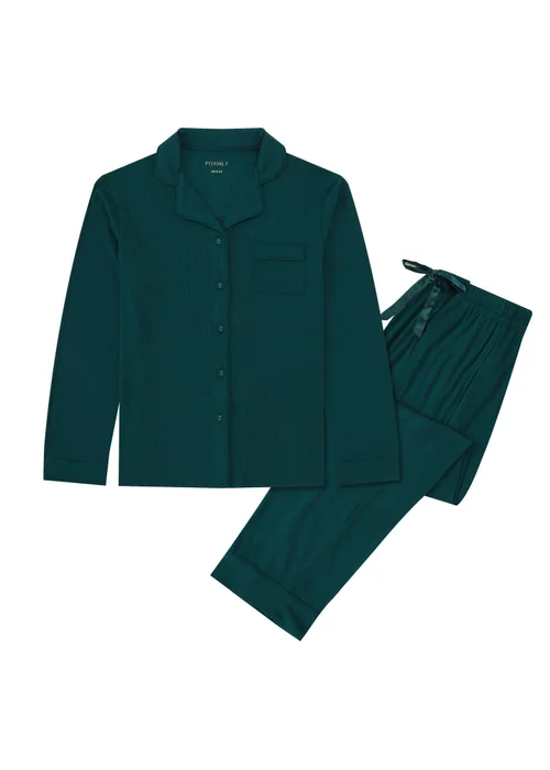 Pyjamily Emerald Green Midnight Jewel Women's Two-Piece Long Matching Pyjama Set - 20-22 Image 2