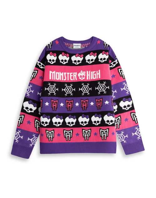 Vanilla Underground Monster High Adult Purple Christmas Jumper - Large Image 1