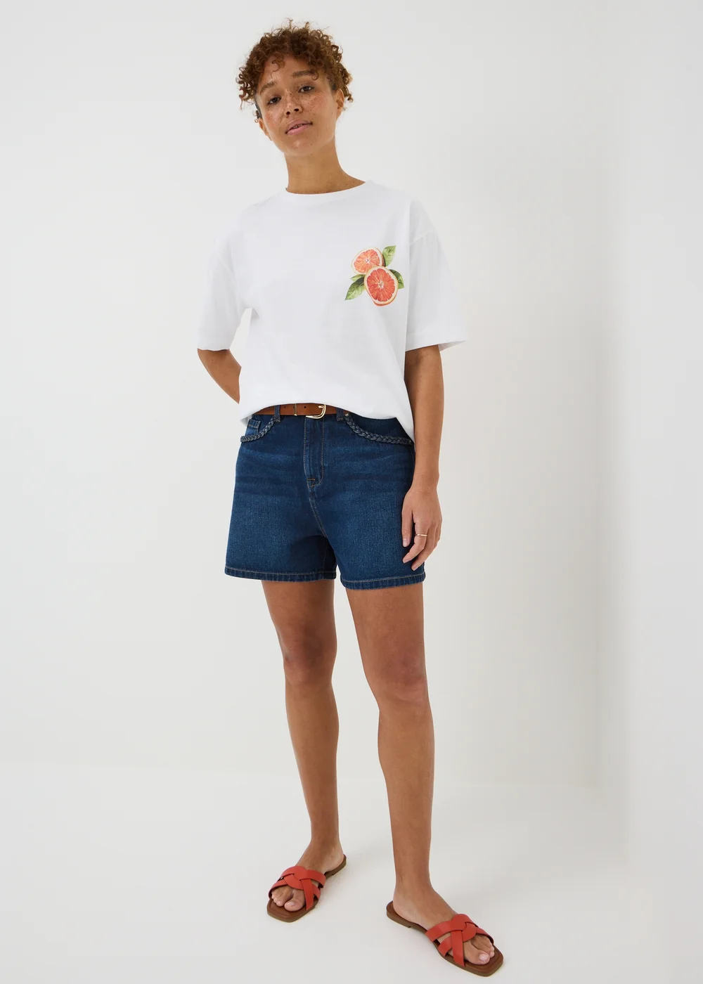Dark Wash Plait Pocket Denim Shorts - 16 Image 1
