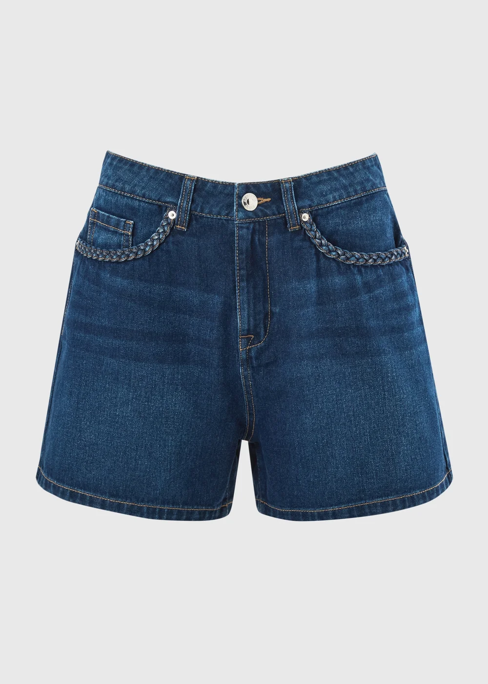 Dark Wash Plait Pocket Denim Shorts - 16 Image 4
