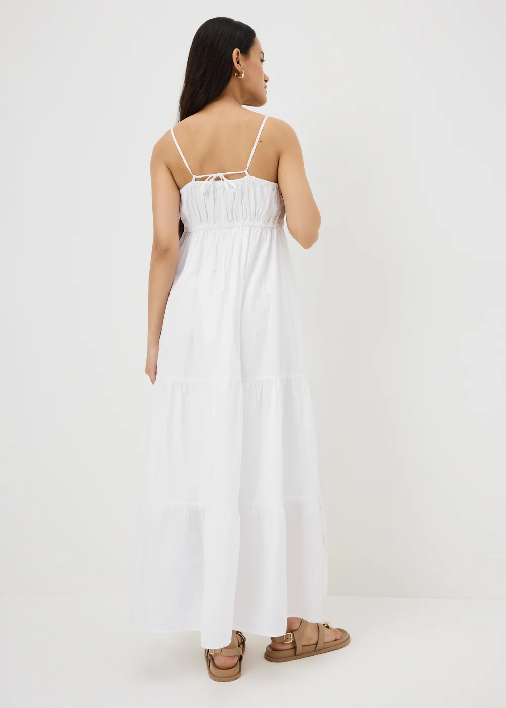 White Seersucker Cami Maxi Dress - 22 Image 2