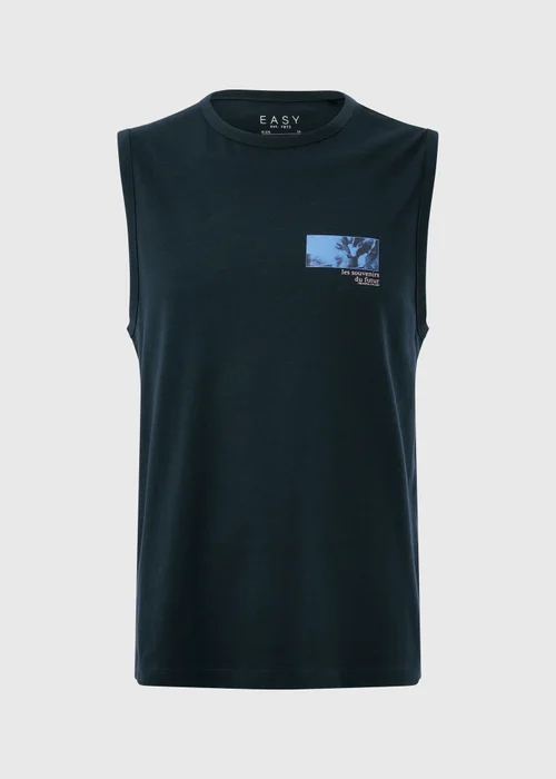 Navy Floral Graphic Tank Vest - Small Image 4