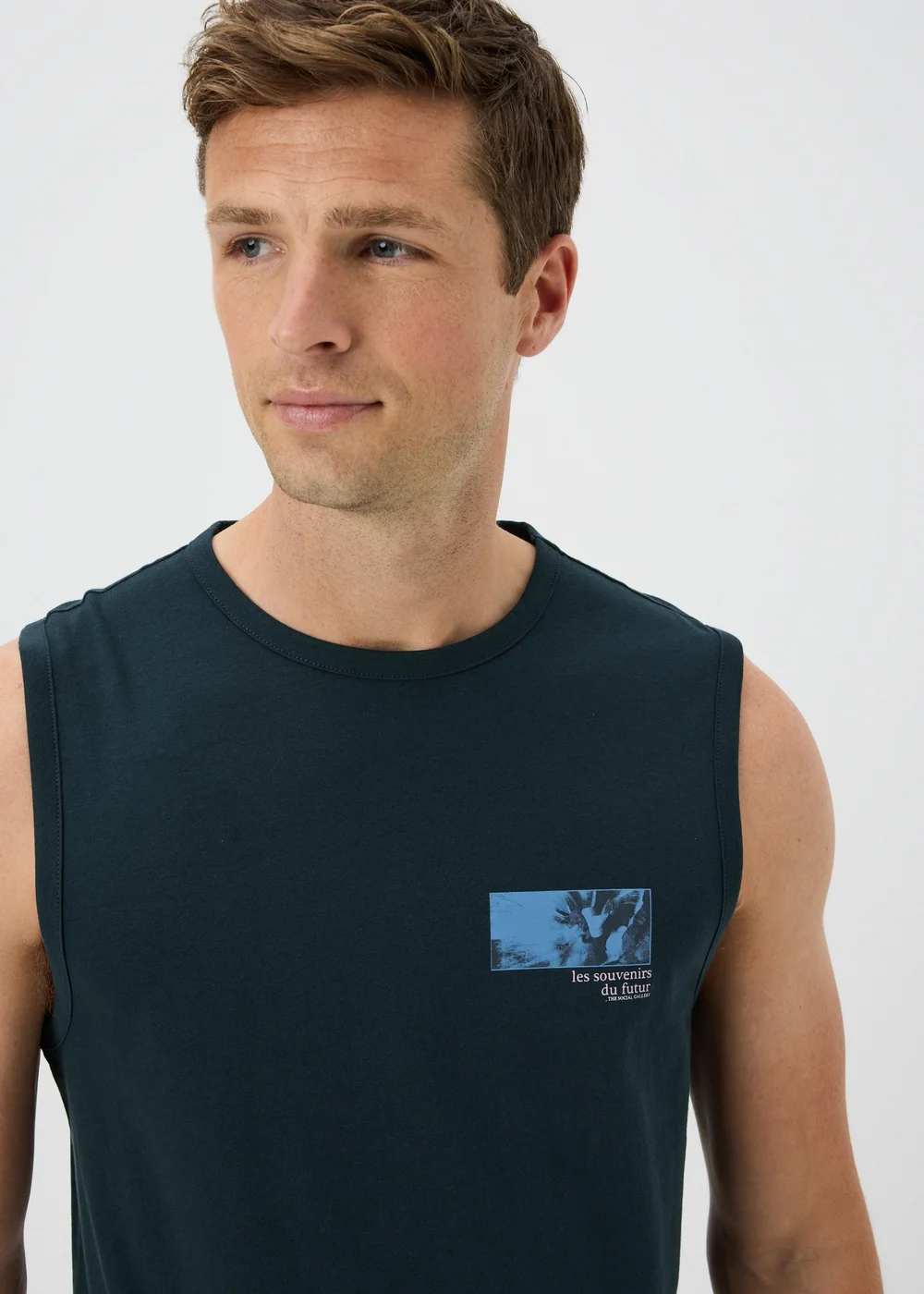 Navy Floral Graphic Tank Vest - Small Image 3