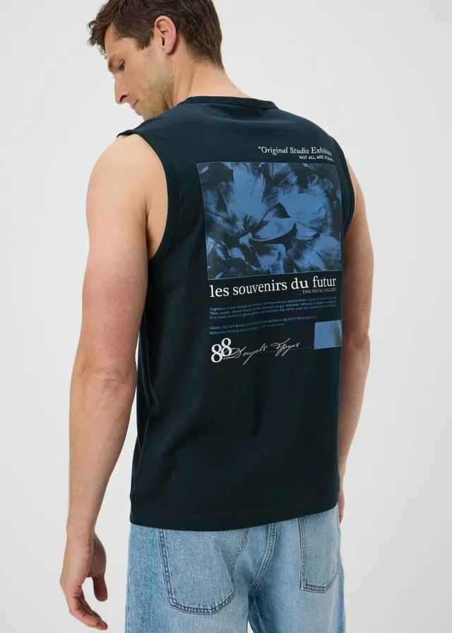 Navy Floral Graphic Tank Vest