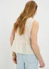 Cream Lace Peplum Sleeveless Blouse - 8 Image 1