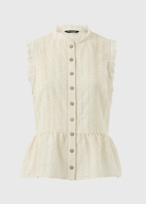Cream Lace Peplum Sleeveless Blouse - 8 Image 3