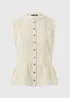 Cream Lace Peplum Sleeveless Blouse - 8 Image 3
