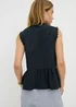 Navy Lace Peplum Sleeveless Blouse - 8 Image 2
