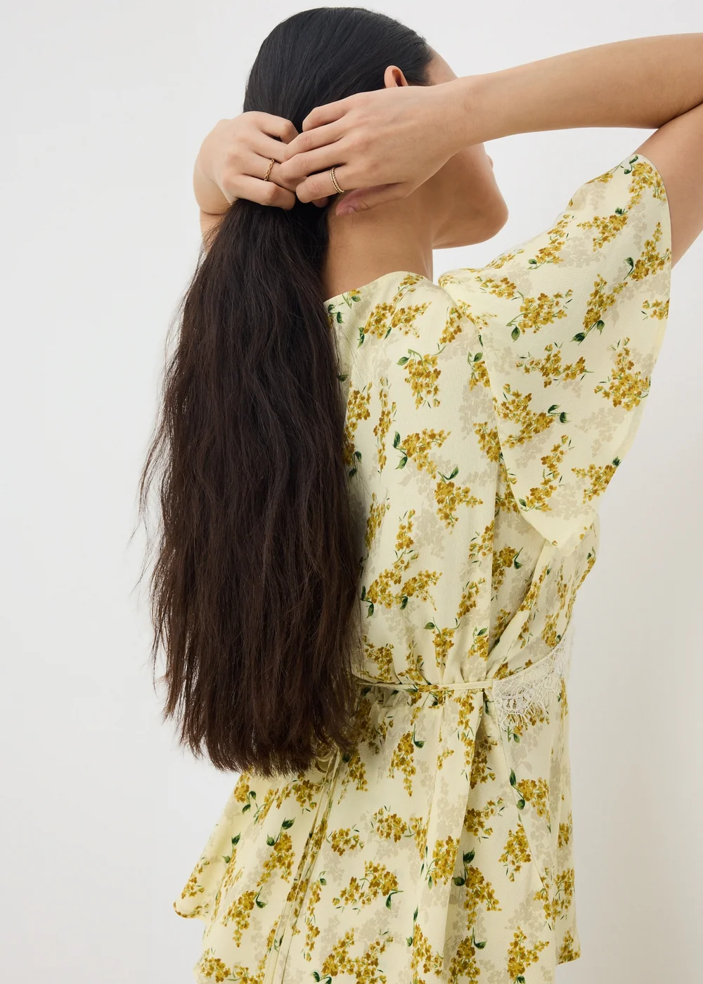 Yellow Floral Lace Co Ord Tea Top - 12 Image 3