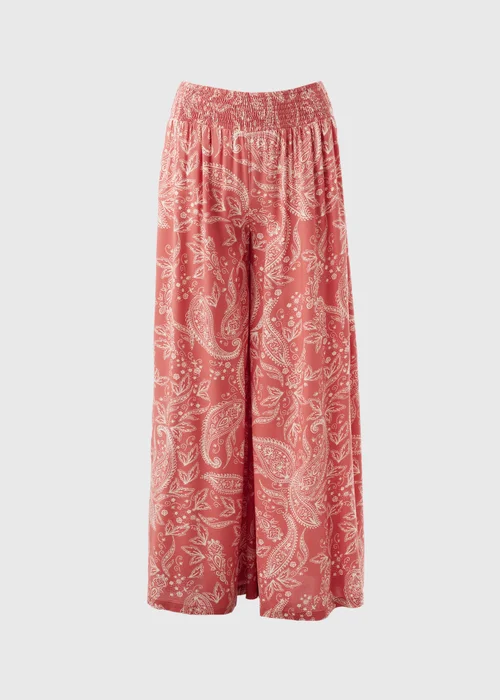 Pink Paisley Wide Leg Co Ord Trousers - 8 L Image 5
