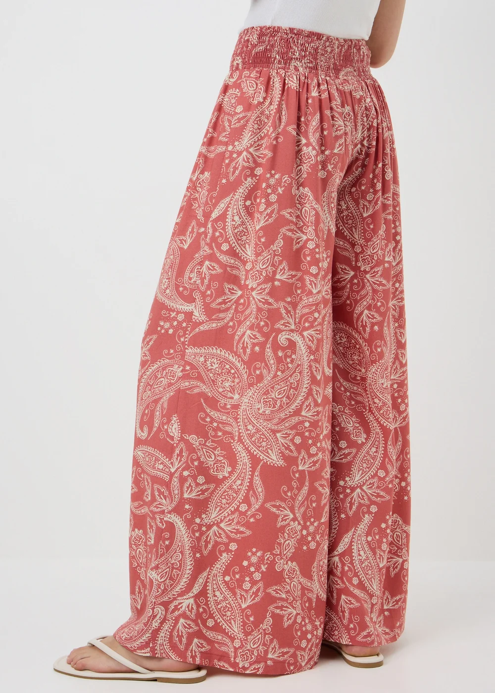 Pink Paisley Wide Leg Co Ord Trousers - 8 L Image 3
