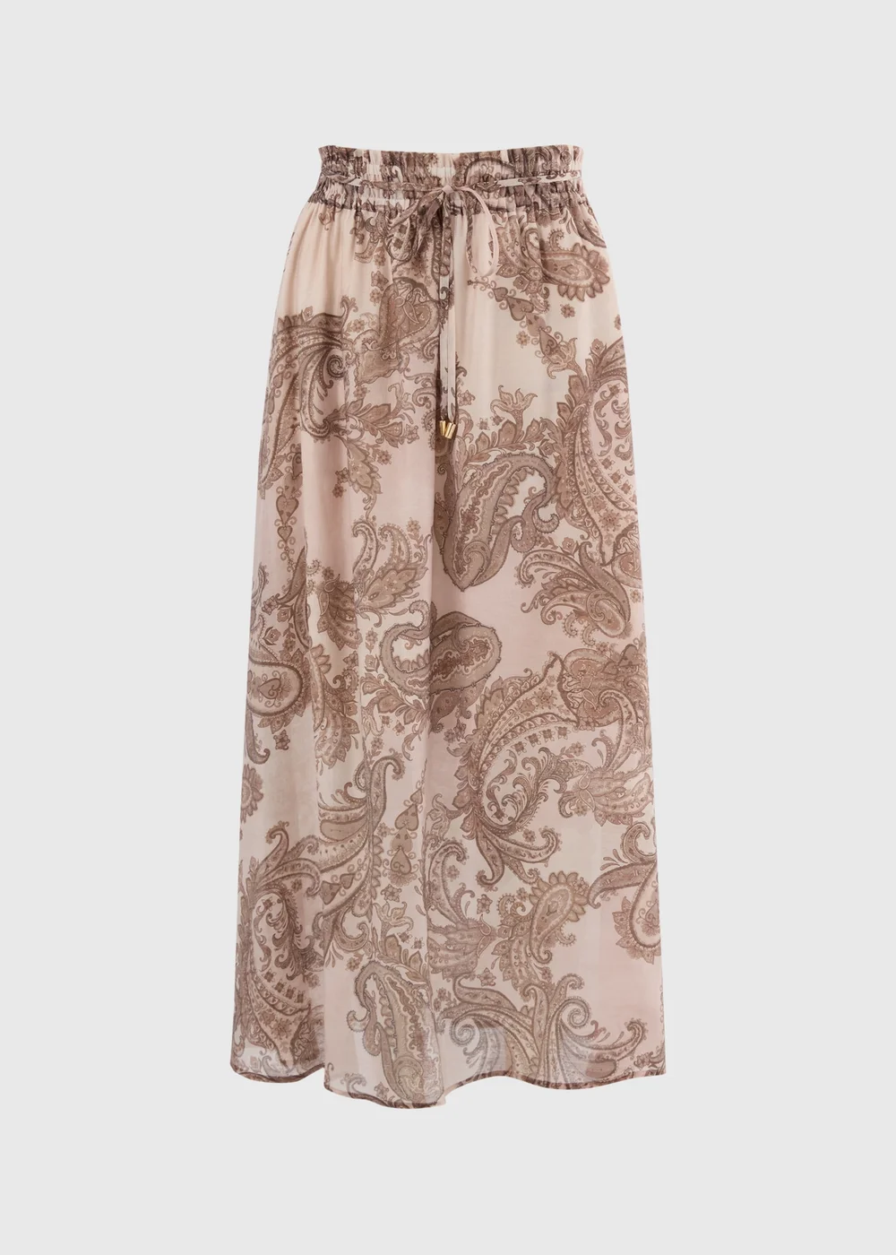 Nude Pink Paisley Shirred Maxi Co Ord Skirt - 16 Image 4