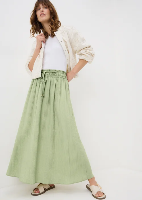 Sage Green Shirred Midaxi Skirt - 8 Image 1