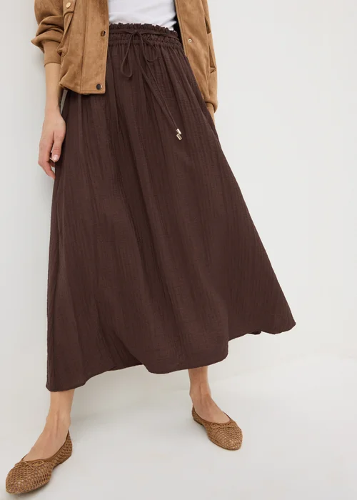 Chocolate Brown Shirred Midaxi Skirt - 8 Image 2