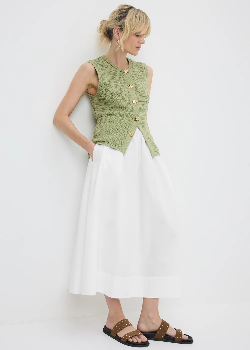 White Poplin Maxi Skirt - 22 Image 1