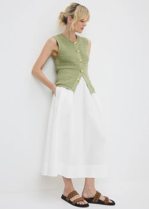 White Poplin Maxi Skirt - 22 Image 1