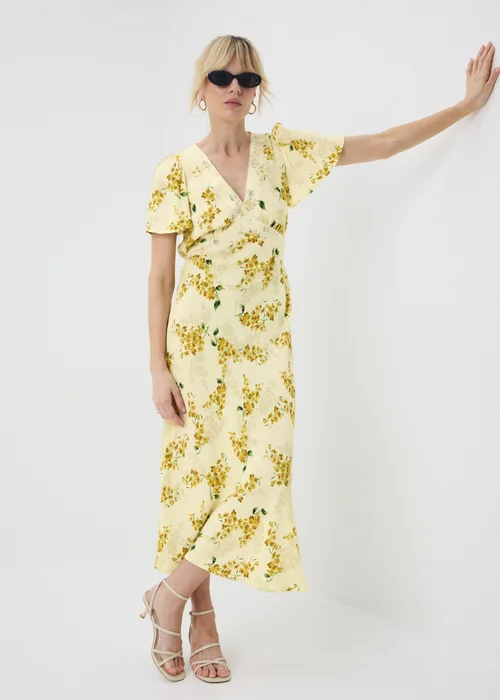 Yellow Floral Lace Midi Tea Dress - 22 Image 1