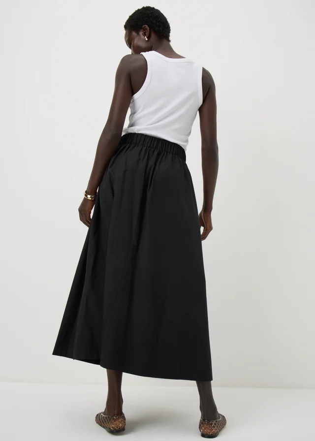 Black Poplin Maxi Skirt