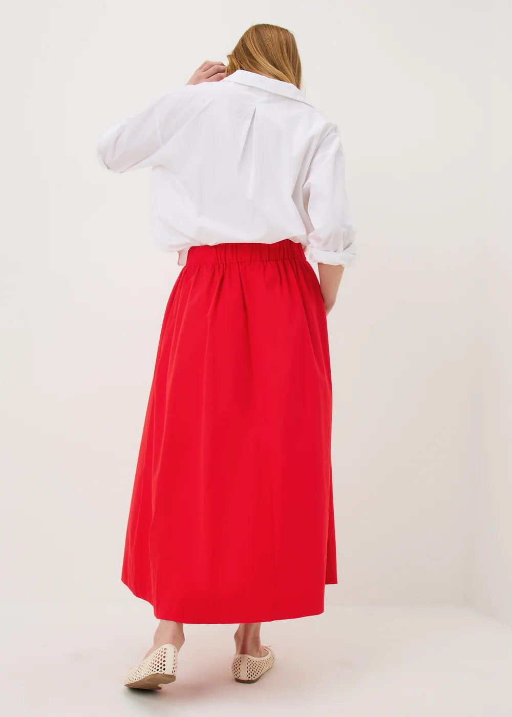 Red Poplin Maxi Skirt - 20 Image 2