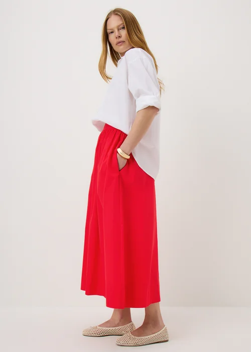 Red Poplin Maxi Skirt - 20 Image 1