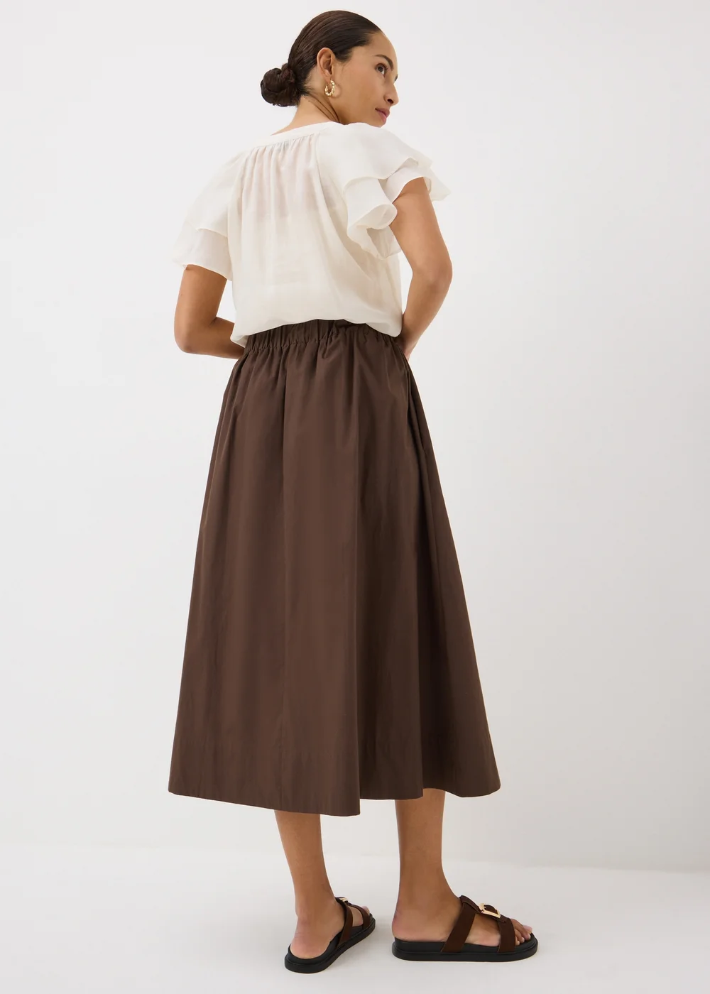 Chocolate Brown Poplin Maxi Skirt - 20 Image 2