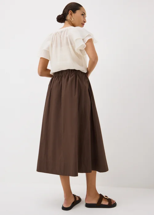 Chocolate Brown Poplin Maxi Skirt - 20 Image 2