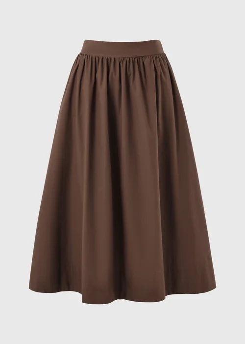 Chocolate Brown Poplin Maxi Skirt - 20 Image 4