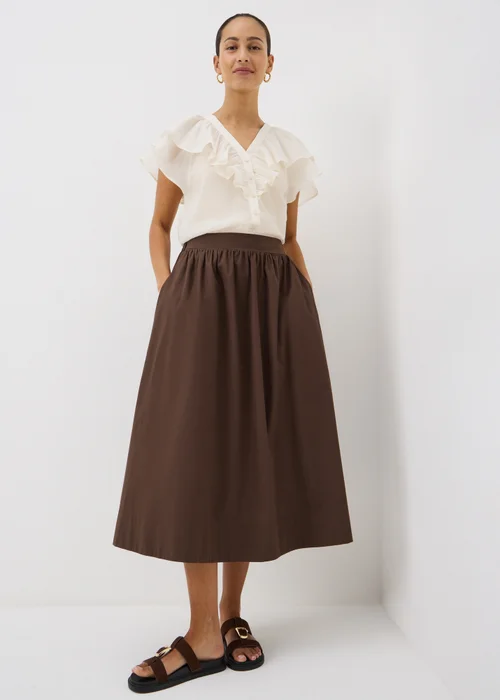 Chocolate Brown Poplin Maxi Skirt - 20 Image 1