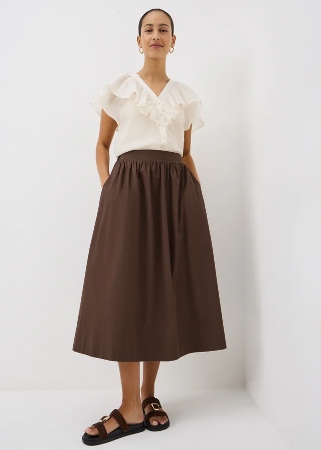 Chocolate Brown Poplin Maxi Skirt