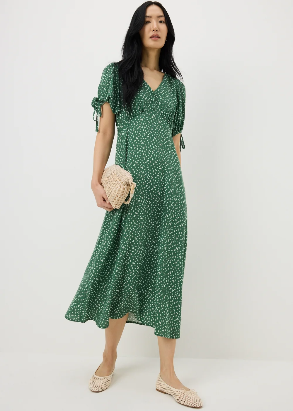 Green Ditsy Floral Midi Tea Dress - 8 | Matalan Green Ditsy Floral Midi Tea Dress - 8 | Matalan