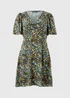 Black Ditsy Floral Print Mini Tea Dress - 8 Image 4