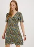 Black Ditsy Floral Print Mini Tea Dress - 8 Image 1
